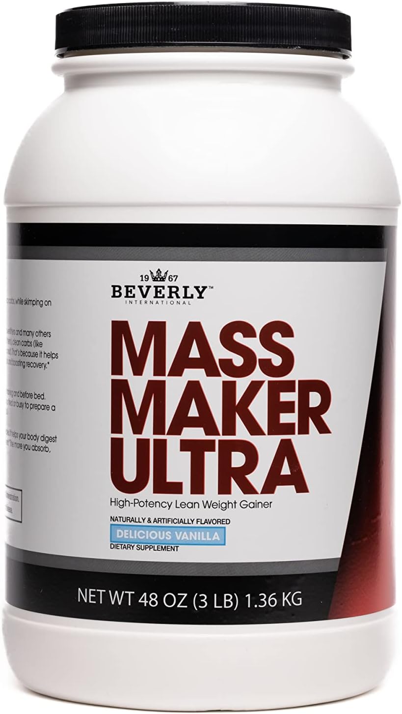 گینر افزایش وزن Beverly International Mass Maker Ultra، 1.36 کیلوگرم، 14 سروینگ، طعم وانیلی