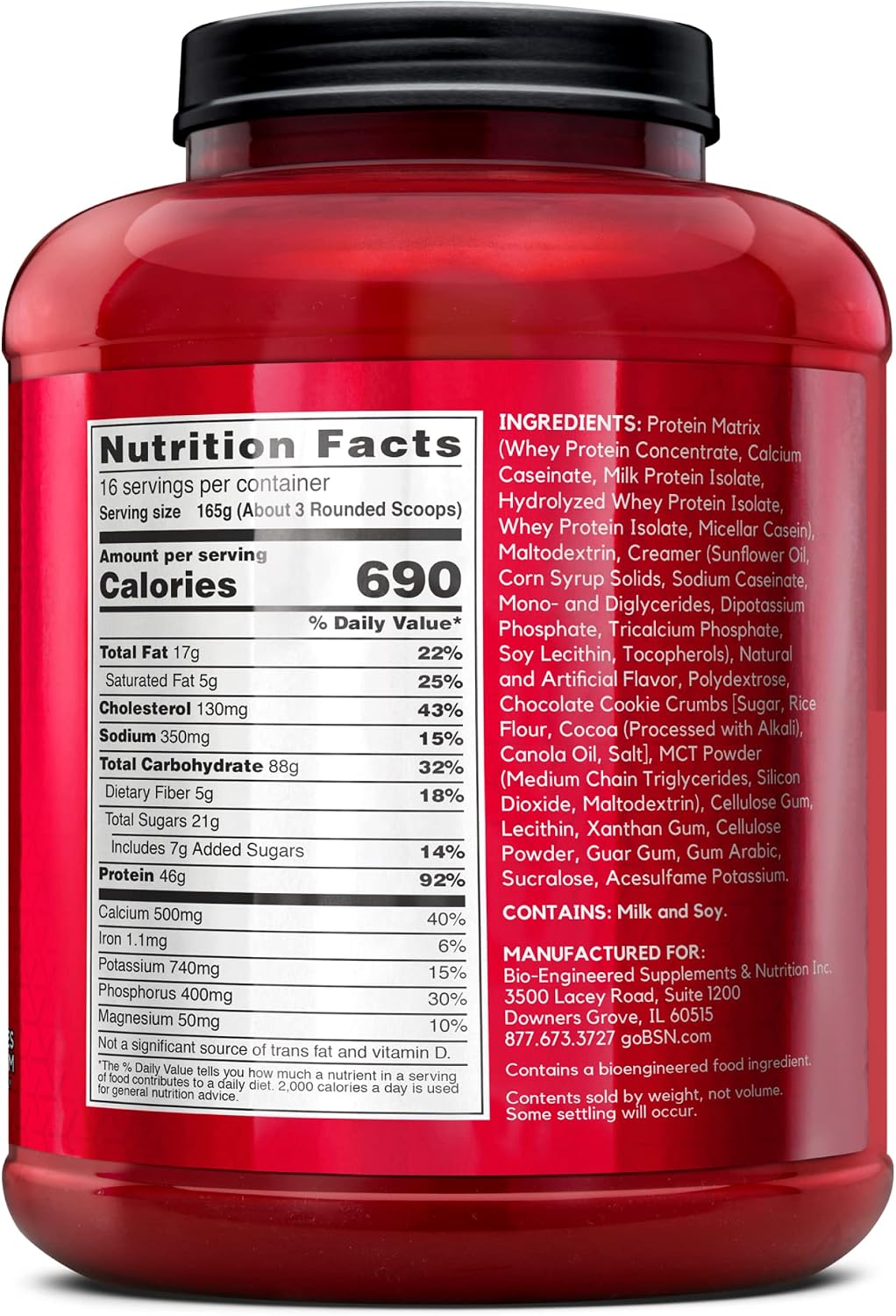 گینر افزایش وزن BSN TRUE-MASS، 2.64 کیلوگرم، 16 سروینگ، طعم کوکی و کرم