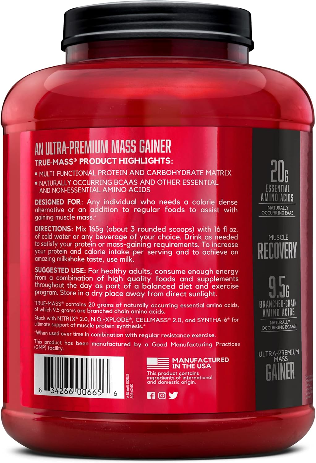 گینر افزایش وزن BSN TRUE-MASS، 2.64 کیلوگرم، 16 سروینگ، طعم کوکی و کرم