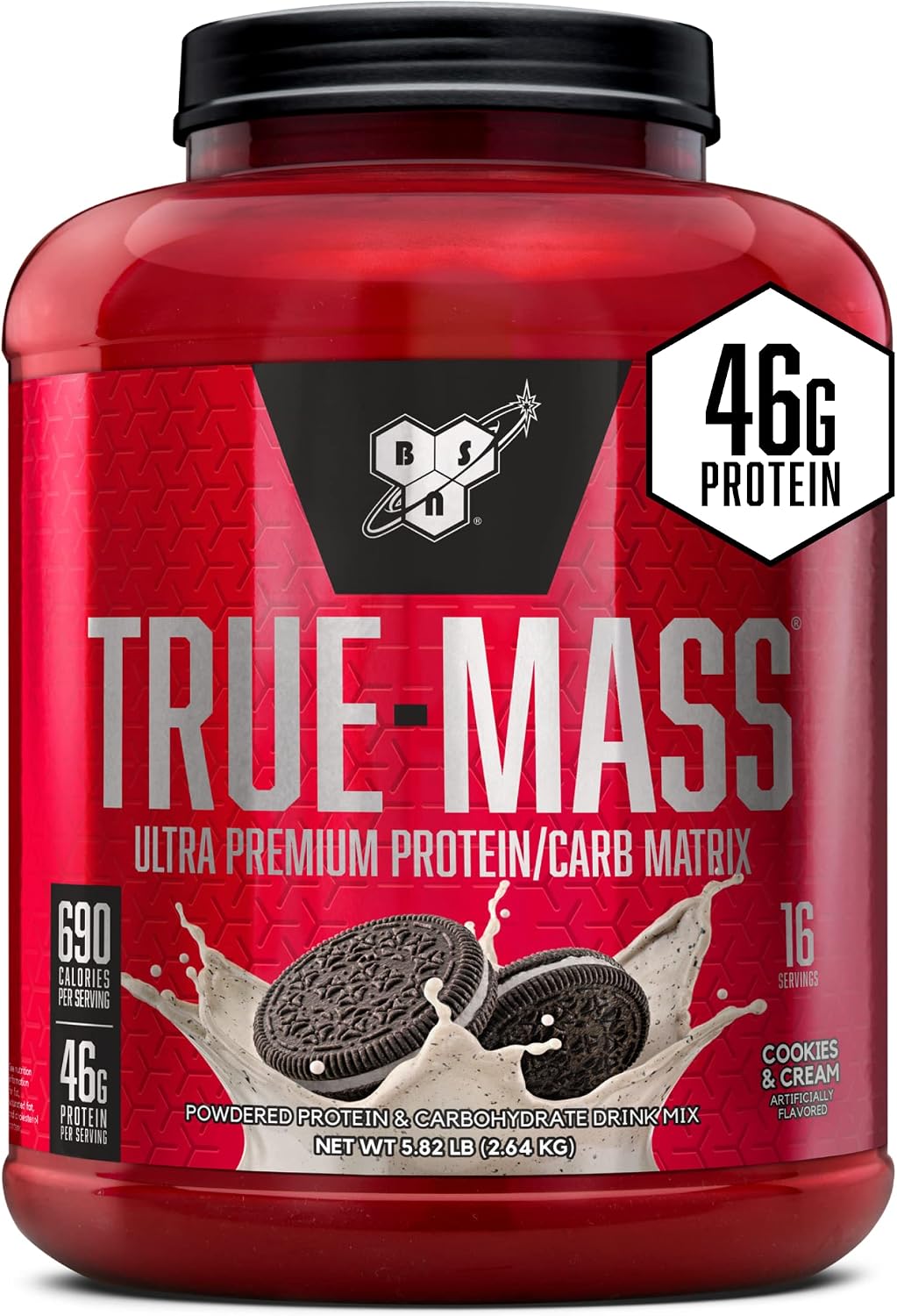 گینر افزایش وزن BSN TRUE-MASS، 2.64 کیلوگرم، 16 سروینگ، طعم کوکی و کرم