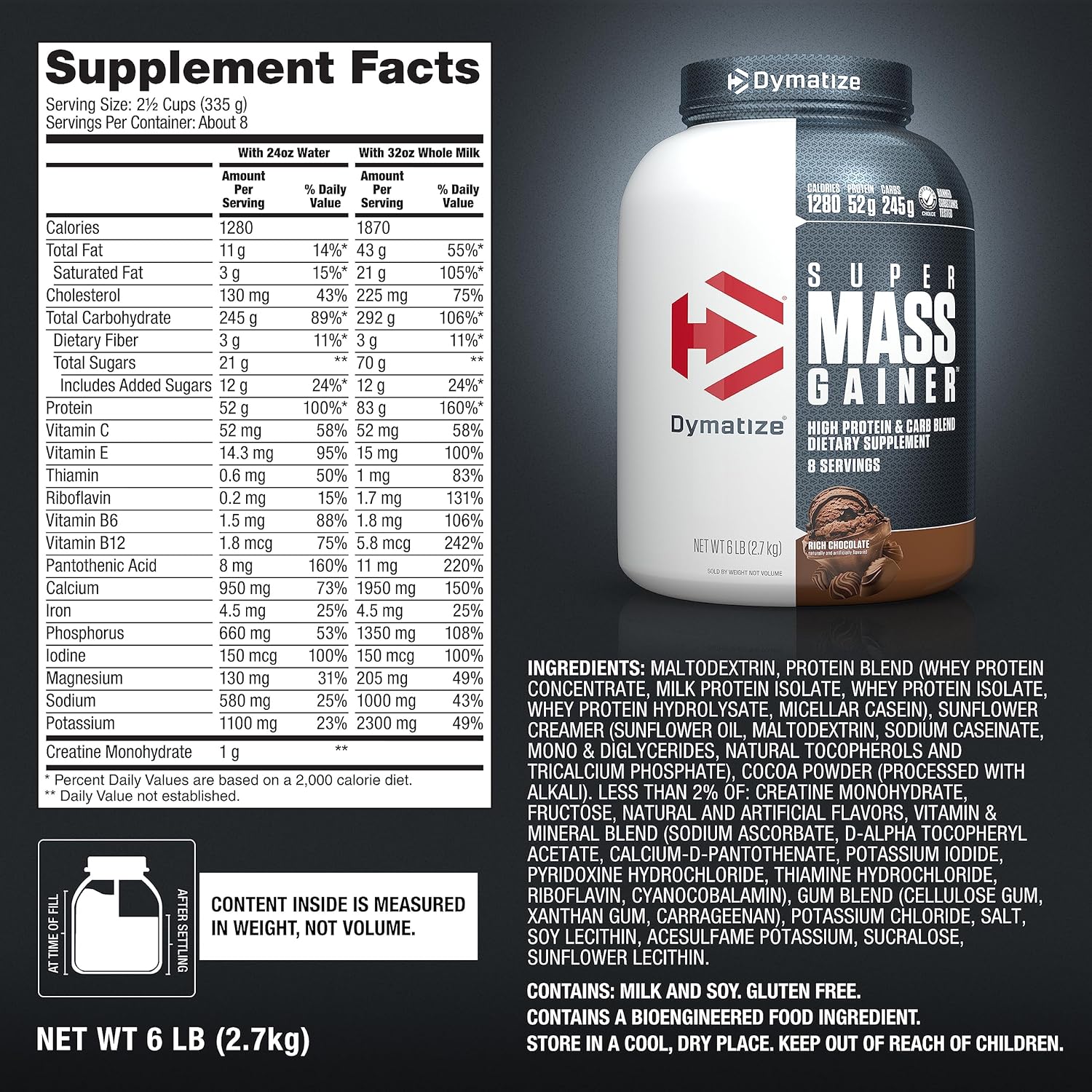 گینر افزایش وزن Dymatize Super Mass Gainer، 6 پوند