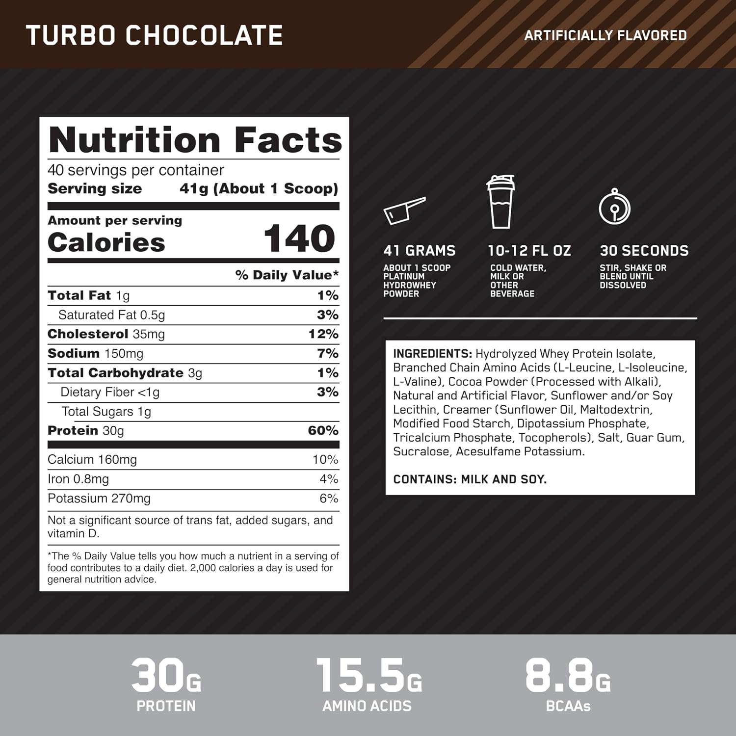 پودر پروتئین وی Optimum Nutrition (ON) Platinum Hydrowhey، 1.64 کیلوگرم، 40 سروینگ، طعم شکلاتی