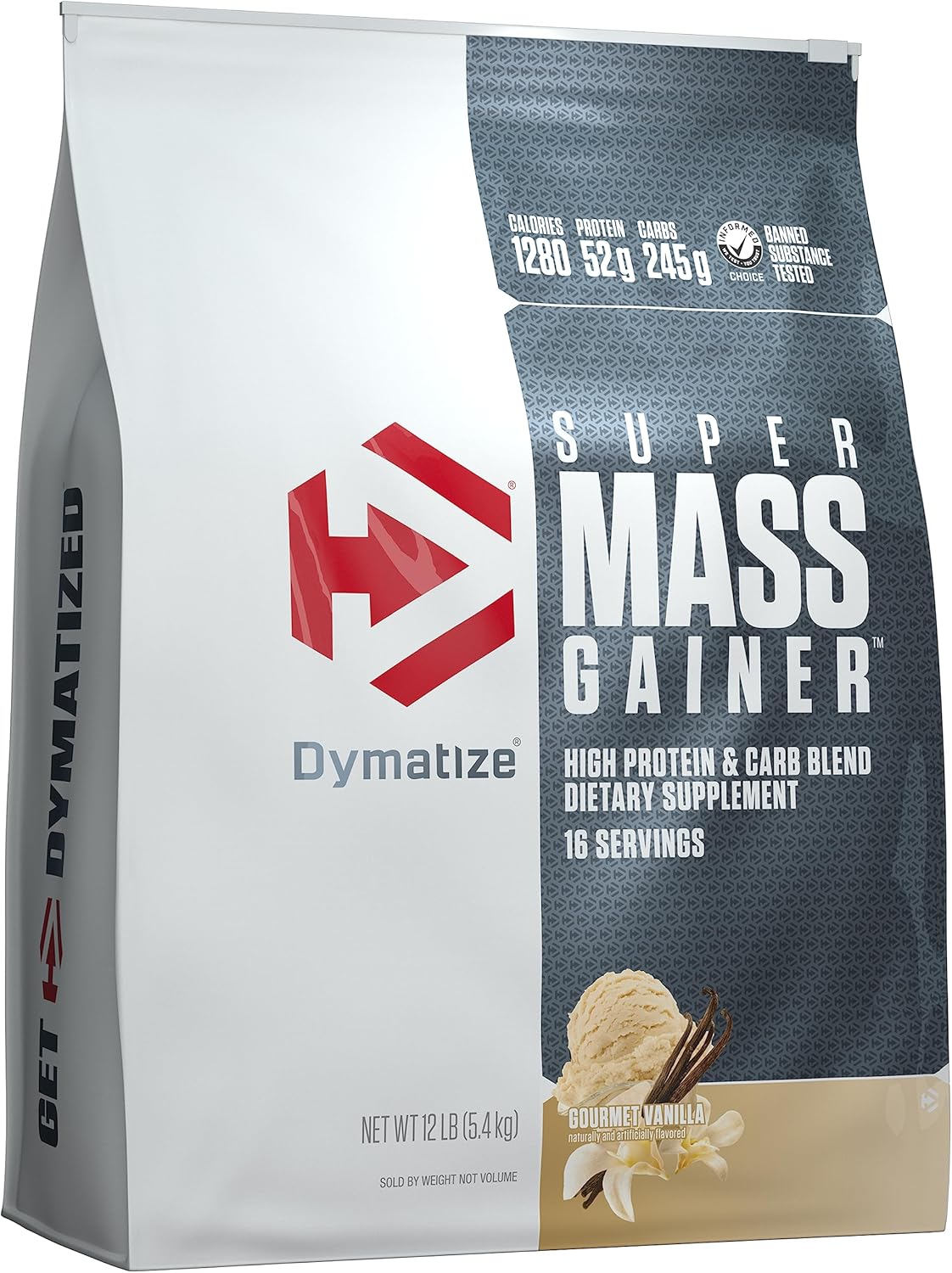 گینر افزایش وزن Dymatize Super Mass Gainer، 12 پوند، طعم وانیلی