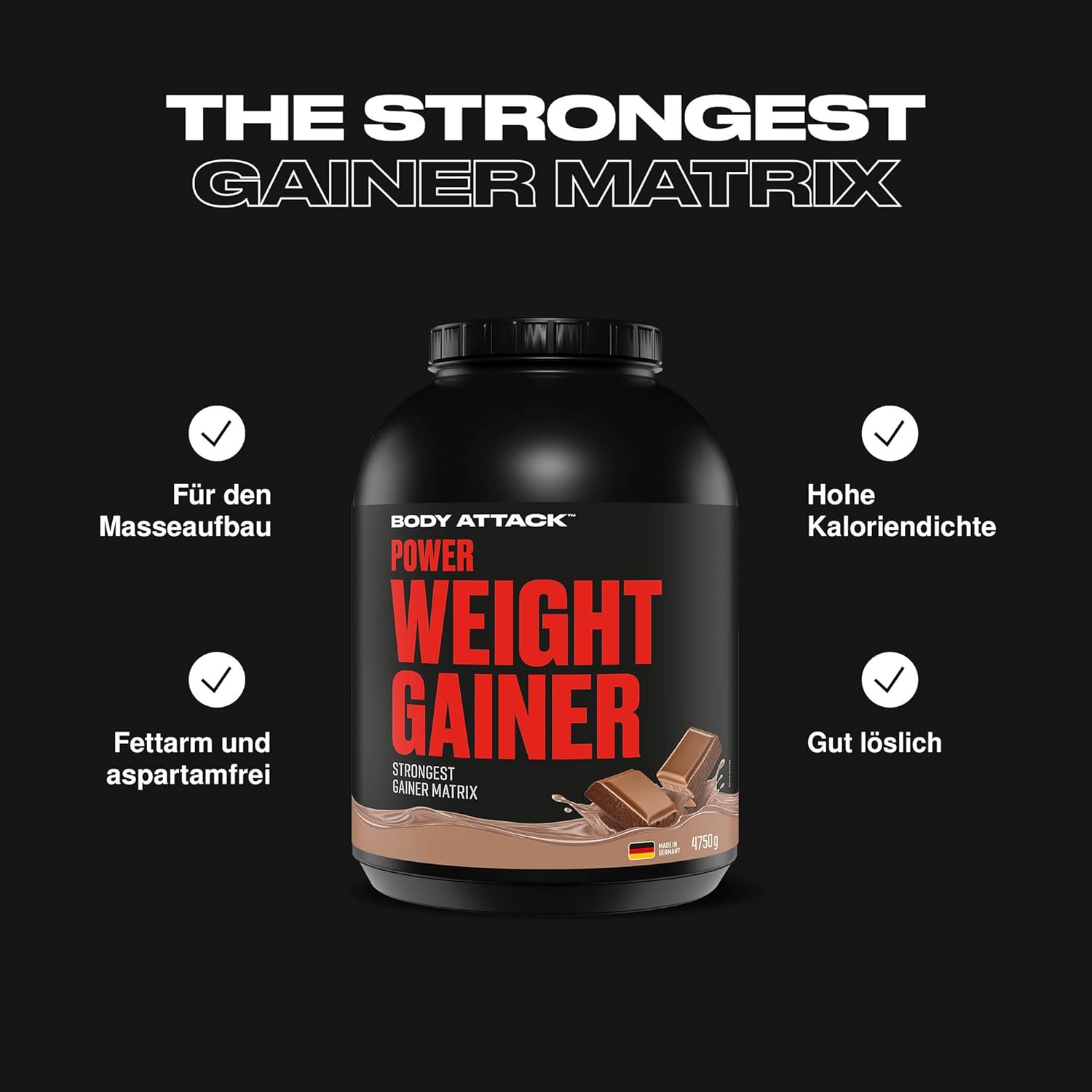 گینر افزایش وزن Body Attack Power Weight Gainer، 4.8 کیلوگرم، طعم وانیلی