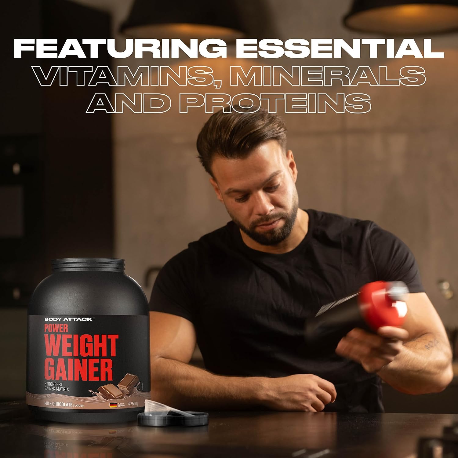 گینر افزایش وزن Body Attack Power Weight Gainer، 4.8 کیلوگرم، طعم وانیلی