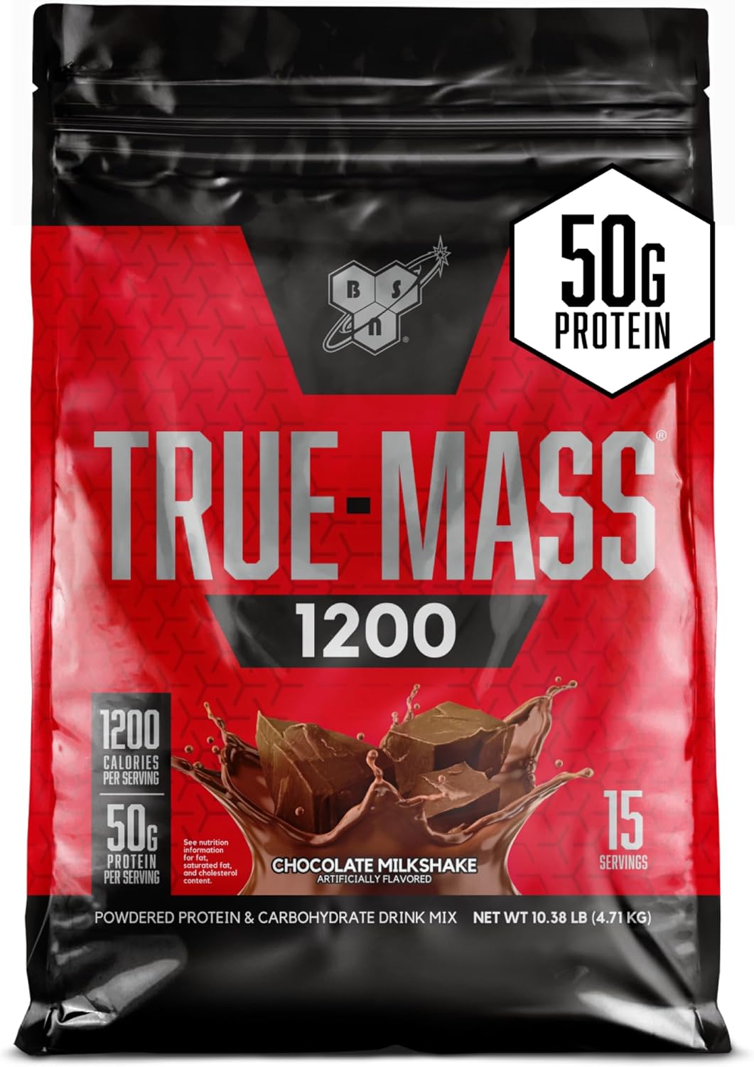 گینر افزایش وزن BSN TRUE-MASS 1200، 10.38 پوند، طعم میلک‌شیک شکلاتی