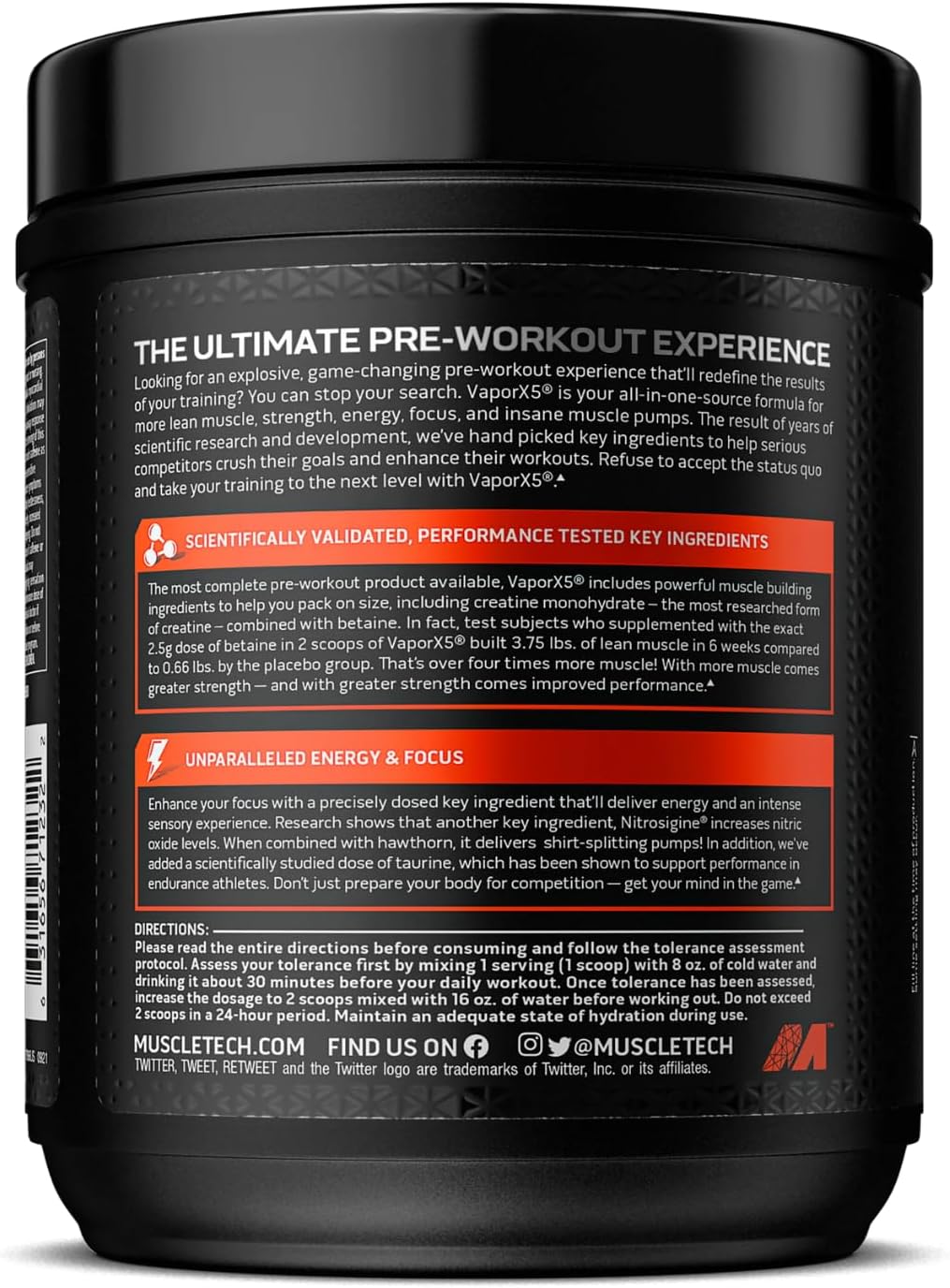 پودر پری‌ورک‌اوت MuscleTech Vapor X5، 272 گرم، 30 سروینگ