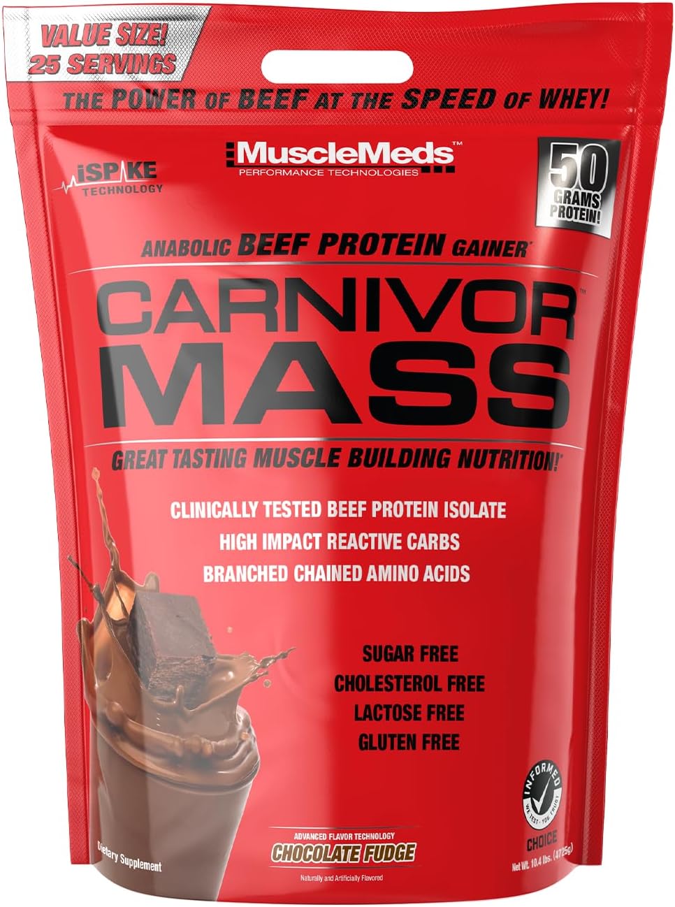گینر افزایش وزن Musclemeds Carnivor Mass، 10.4 پوند، طعم فاج شکلاتی