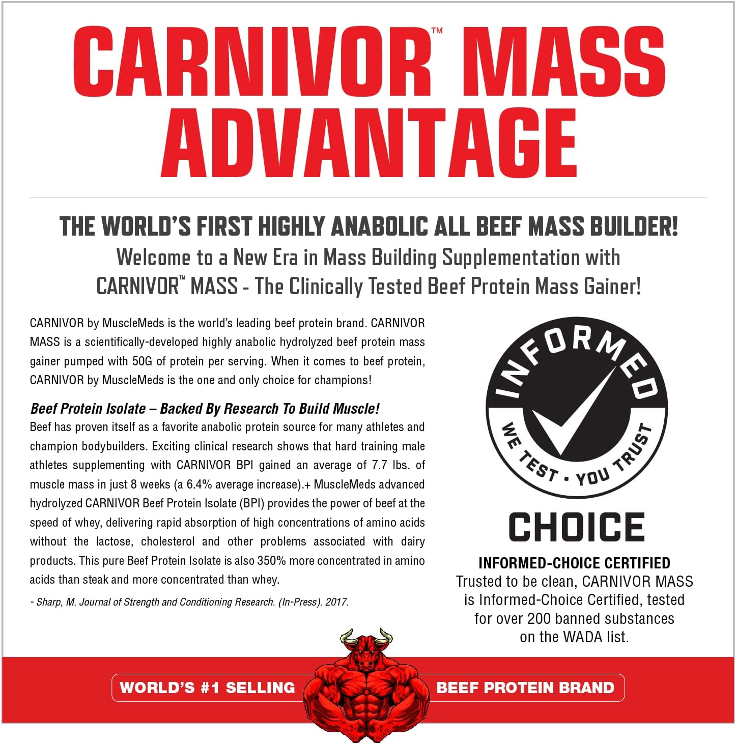 گینر افزایش وزن Musclemeds Carnivor Mass، 10.4 پوند، طعم فاج شکلاتی
