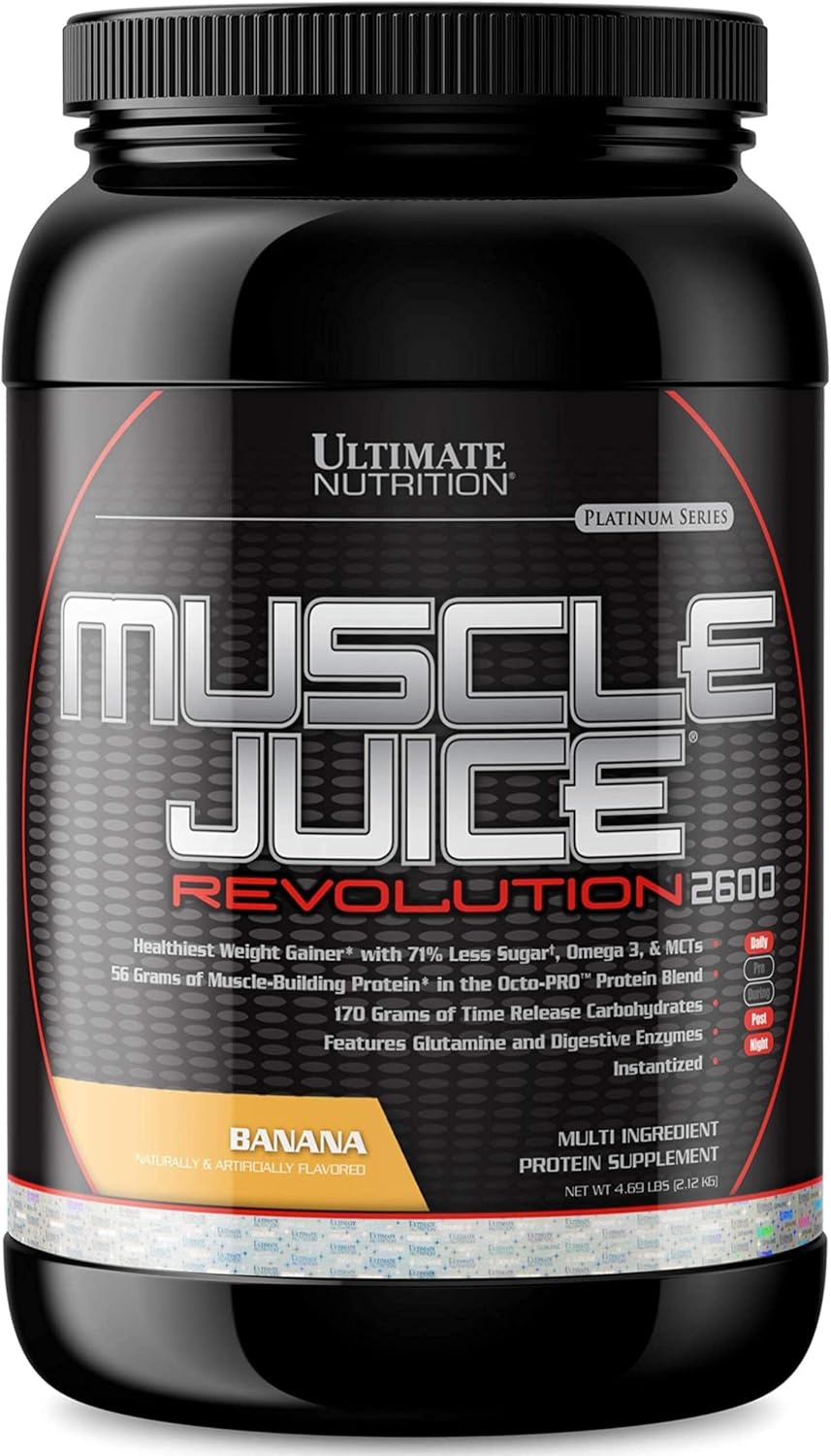 گینر افزایش وزن Ultimate Nutrition Muscle Juice Revolution 2600، 4.69 پوند، طعم موز