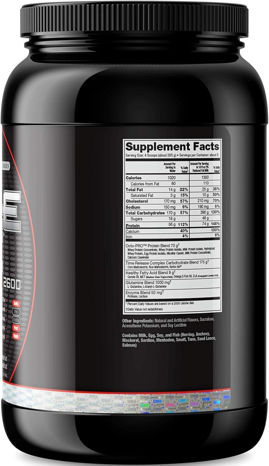 گینر افزایش وزن Ultimate Nutrition Muscle Juice Revolution 2600، 4.69 پوند، طعم موز