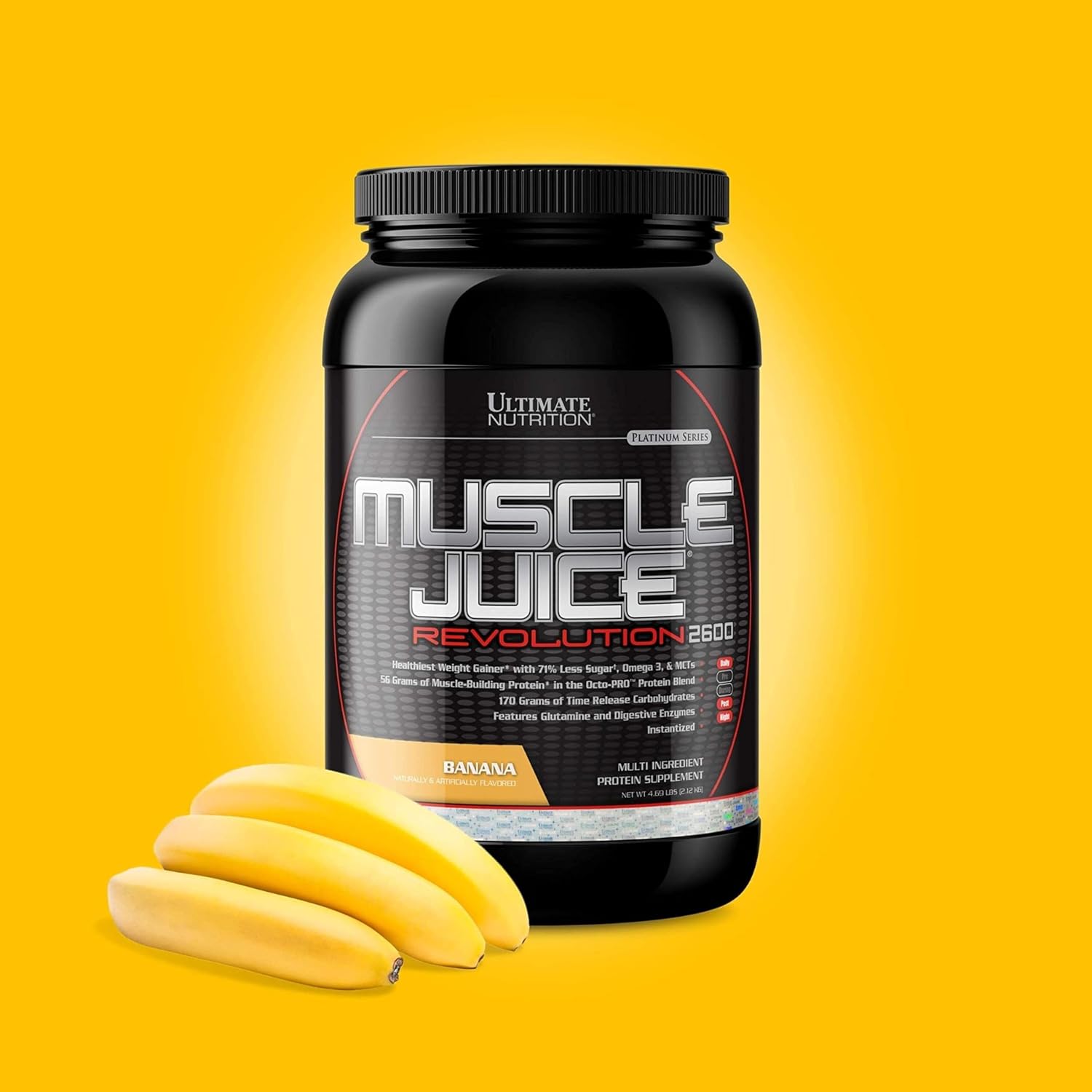 گینر افزایش وزن Ultimate Nutrition Muscle Juice Revolution 2600، 4.69 پوند، طعم موز