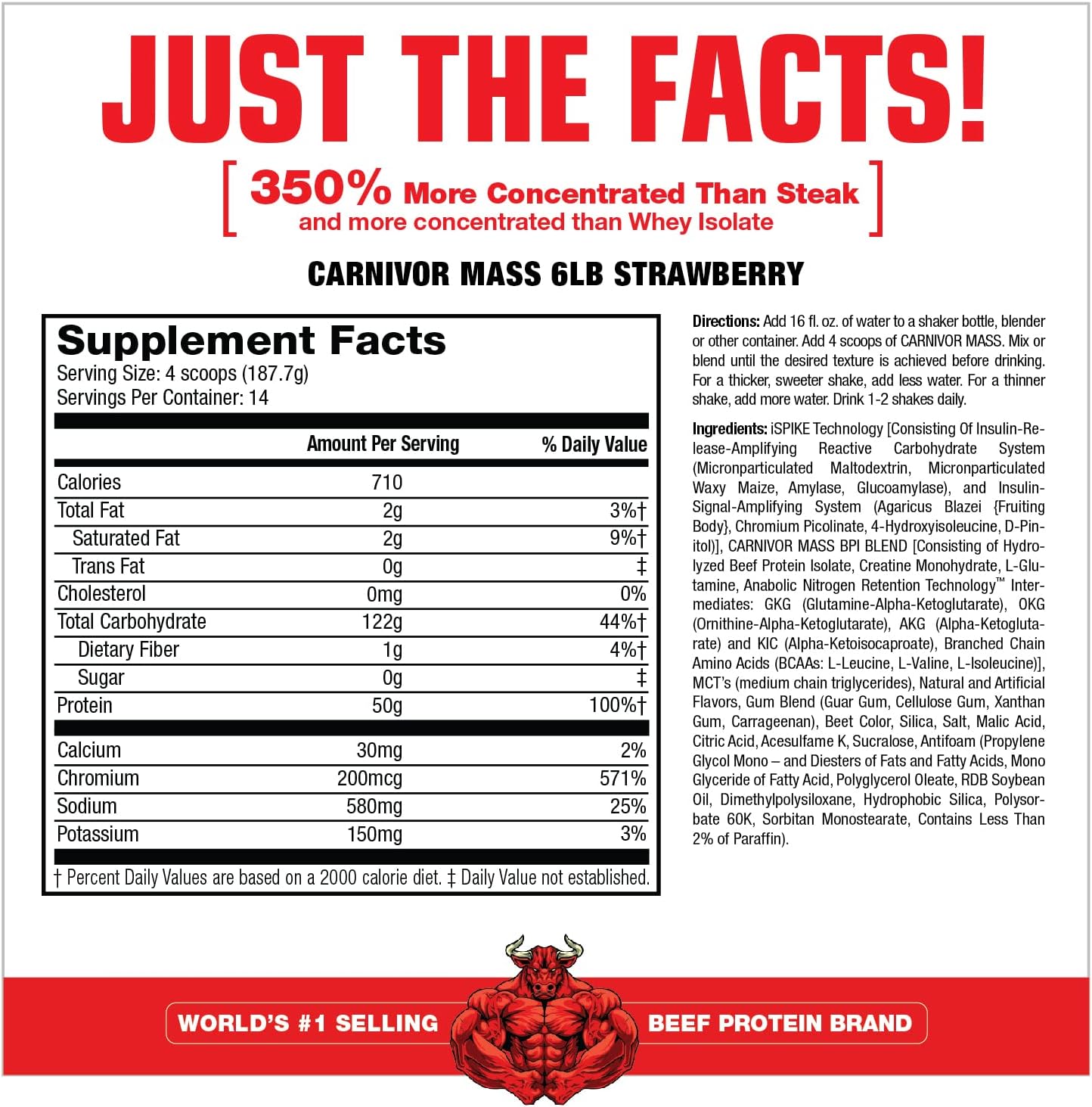 گینر افزایش وزن MuscleMeds Carnivor Mass، 6 پوند، طعم توت‌فرنگی