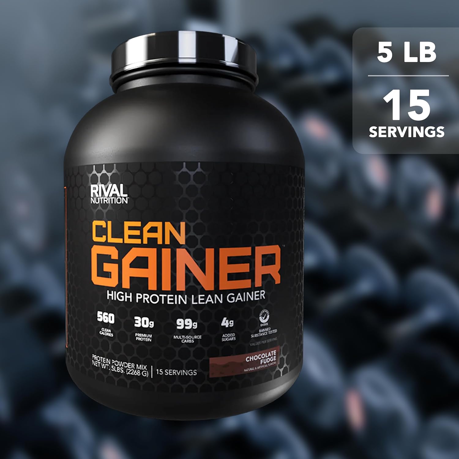 گینر افزایش وزن RIVAL NUTRITION Clean Gainer، 5 پوند، طعم فاج شکلاتی