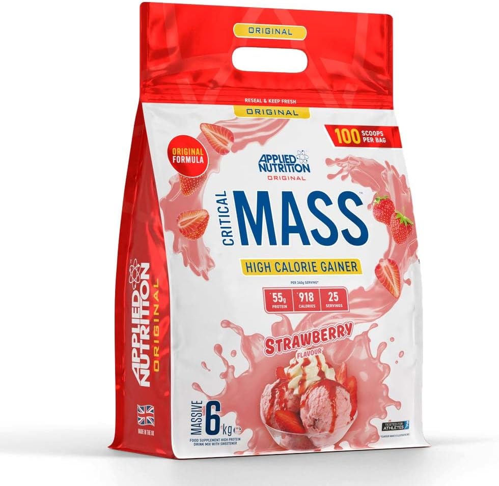 گینر افزایش وزن Applied Nutrition Original Critical Mass، 6 کیلوگرم، 25 سروینگ، طعم توت‌فرنگی
