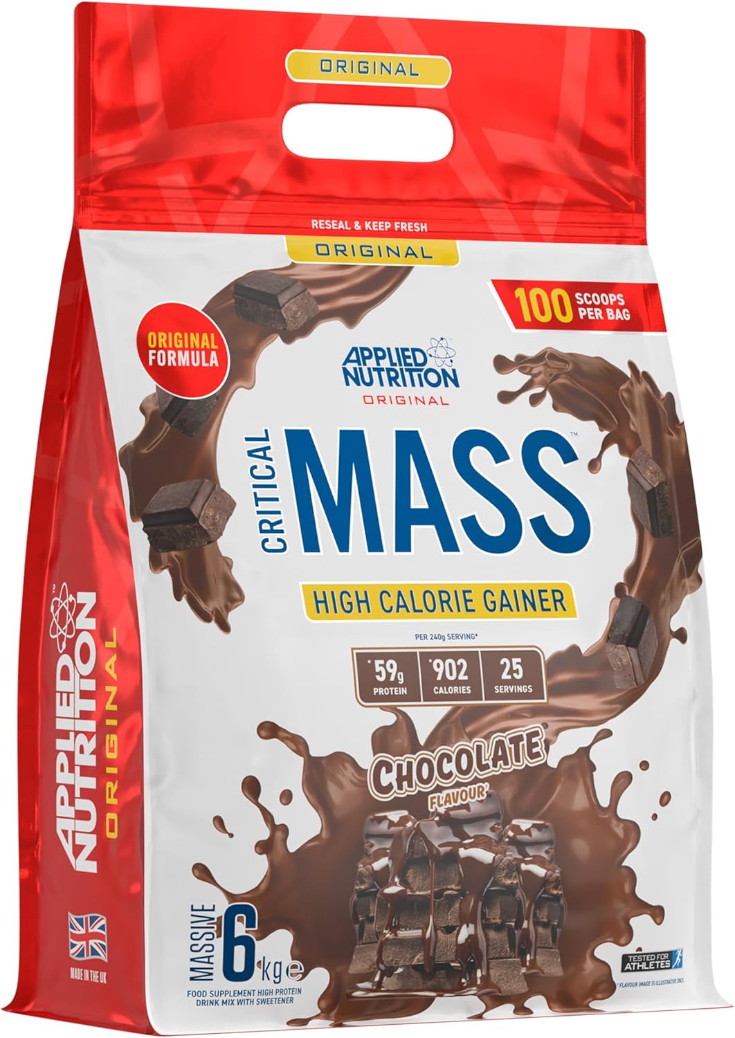 گینر افزایش وزن Applied Nutrition Original Critical Mass، 6 کیلوگرم، 40 سروینگ، طعم شکلاتی
