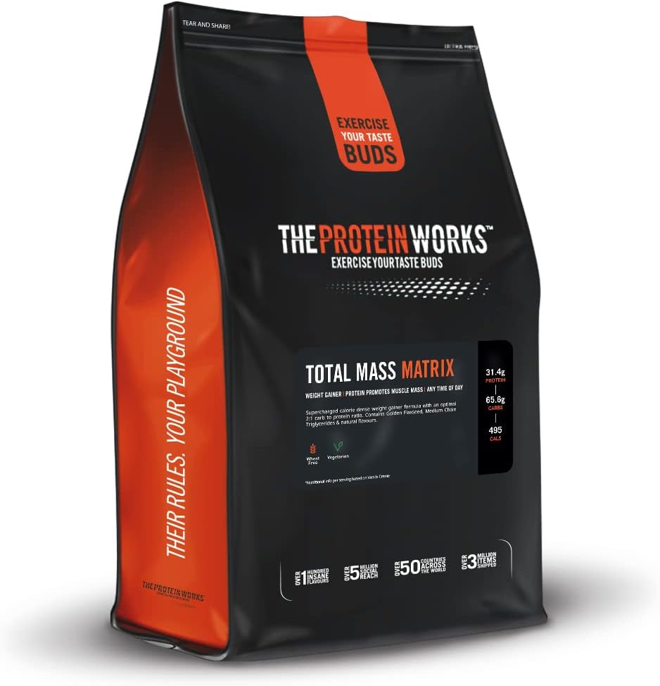گینر افزایش وزن THE PROTEIN WORKS Total Mass Matrix، 2 کیلوگرم، 16 سروینگ، طعم کوکی