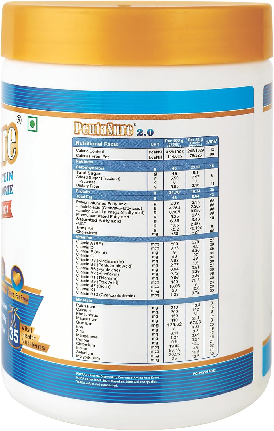 گینر افزایش وزن PENTASURE، 34.7 گرم پروتئین، 400 گرم، طعم وانیلی