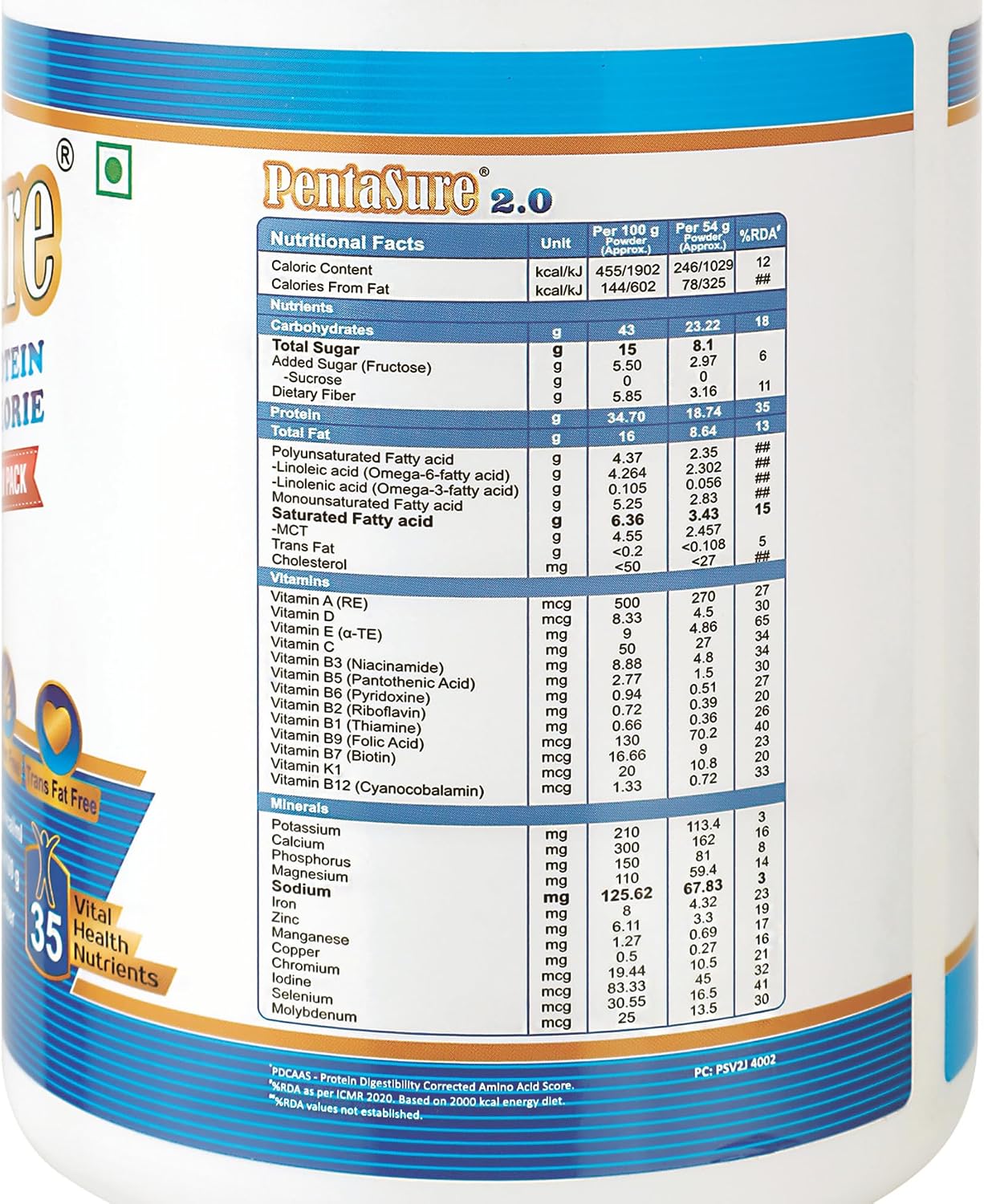 گینر افزایش وزن PENTASURE، 34.7 گرم پروتئین، 400 گرم، طعم وانیلی