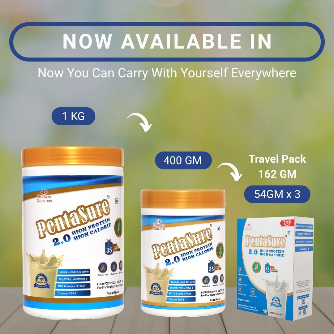 گینر افزایش وزن PENTASURE، 34.7 گرم پروتئین، 400 گرم، طعم وانیلی