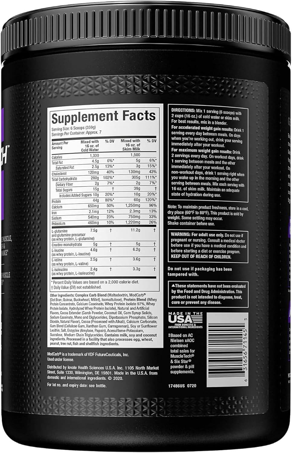 گینر افزایش وزن MuscleTech 100% Mass Gainer، 2330 گرم، طعم براونی شکلاتی