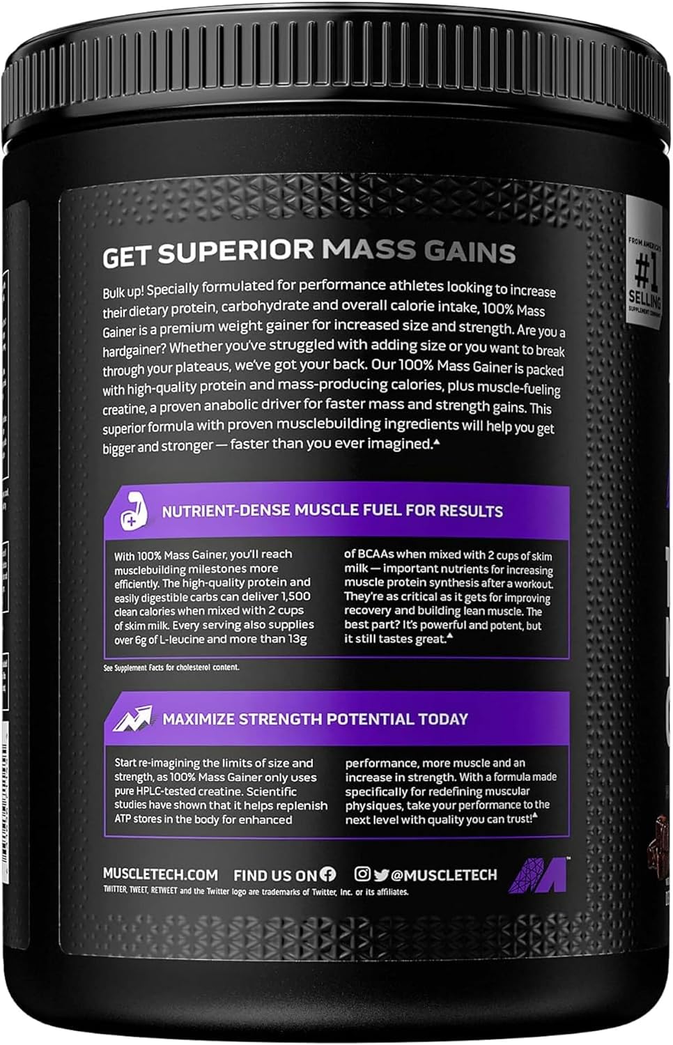 گینر افزایش وزن MuscleTech 100% Mass Gainer، 2330 گرم، طعم براونی شکلاتی
