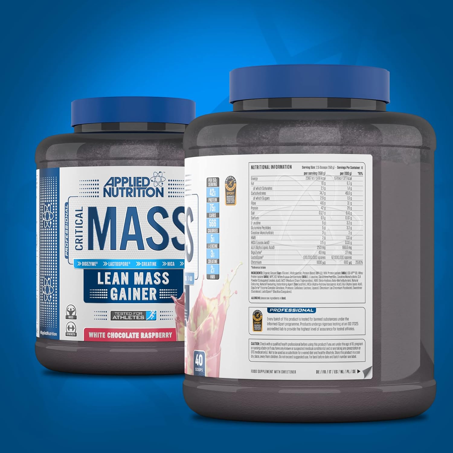 گینر افزایش وزن Applied Nutrition Critical Mass Professional، 2.4 کیلوگرم، 16 سروینگ، طعم شکلاتی