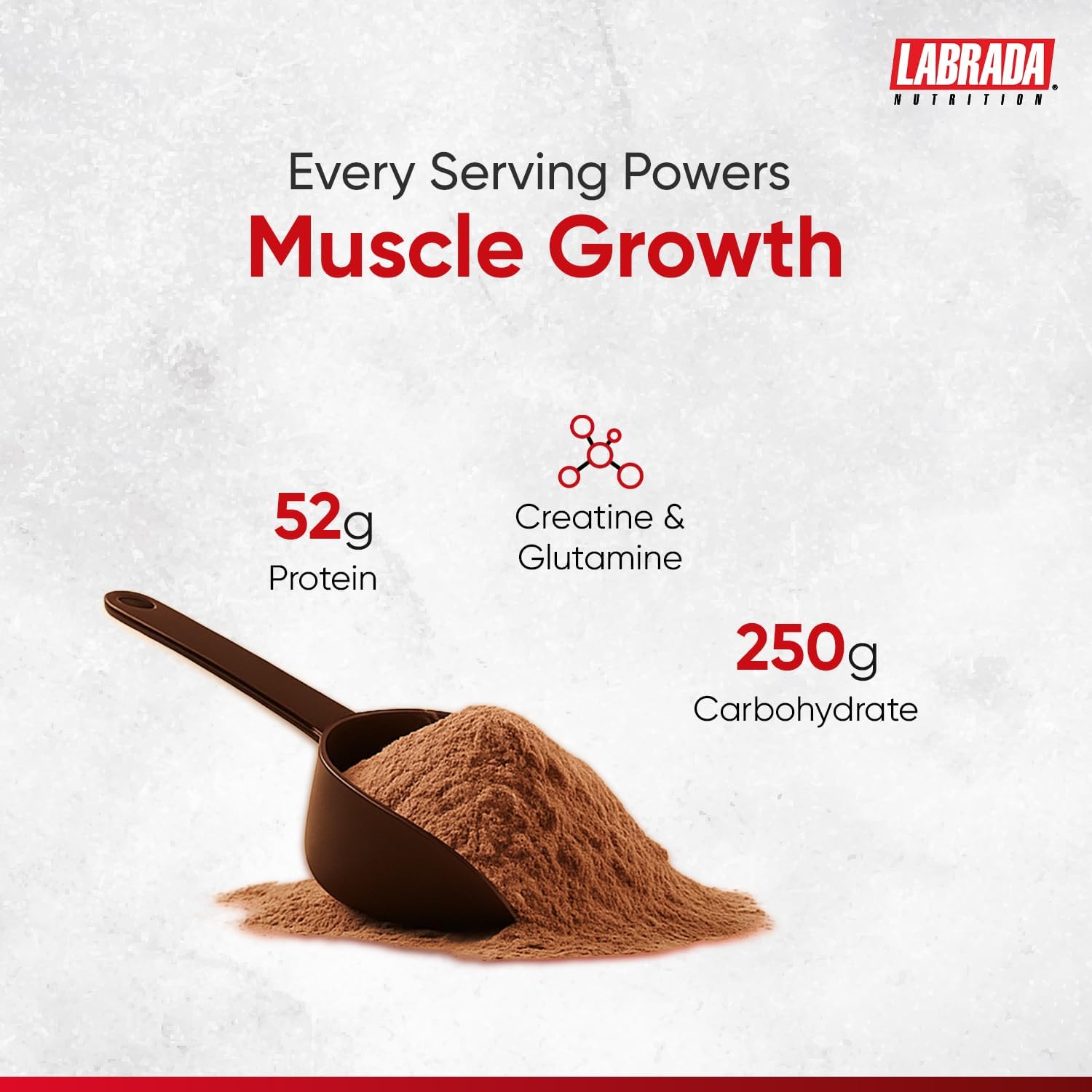گینر افزایش وزن Labrada، 52 گرم پروتئین، 1 کیلوگرم، 3 سروینگ، طعم شکلاتی