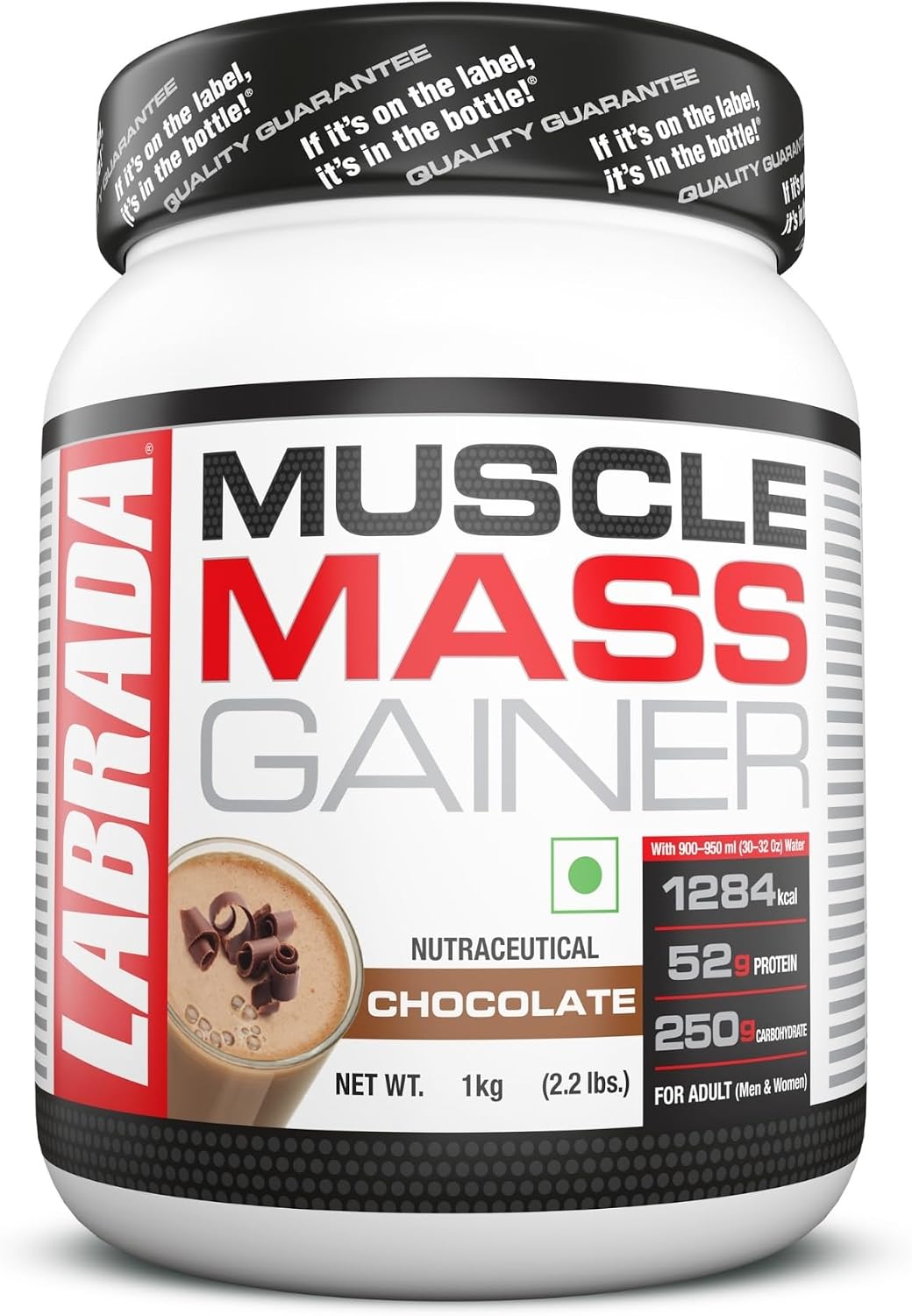 گینر افزایش وزن Labrada، 52 گرم پروتئین، 1 کیلوگرم، 3 سروینگ، طعم شکلاتی