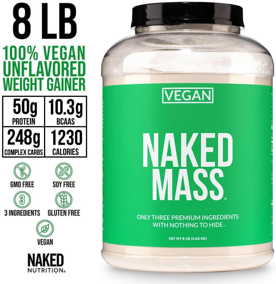 گینر وگان افزایش وزن NAKED Vegan Mass، 8 پوند، 11 سروینگ