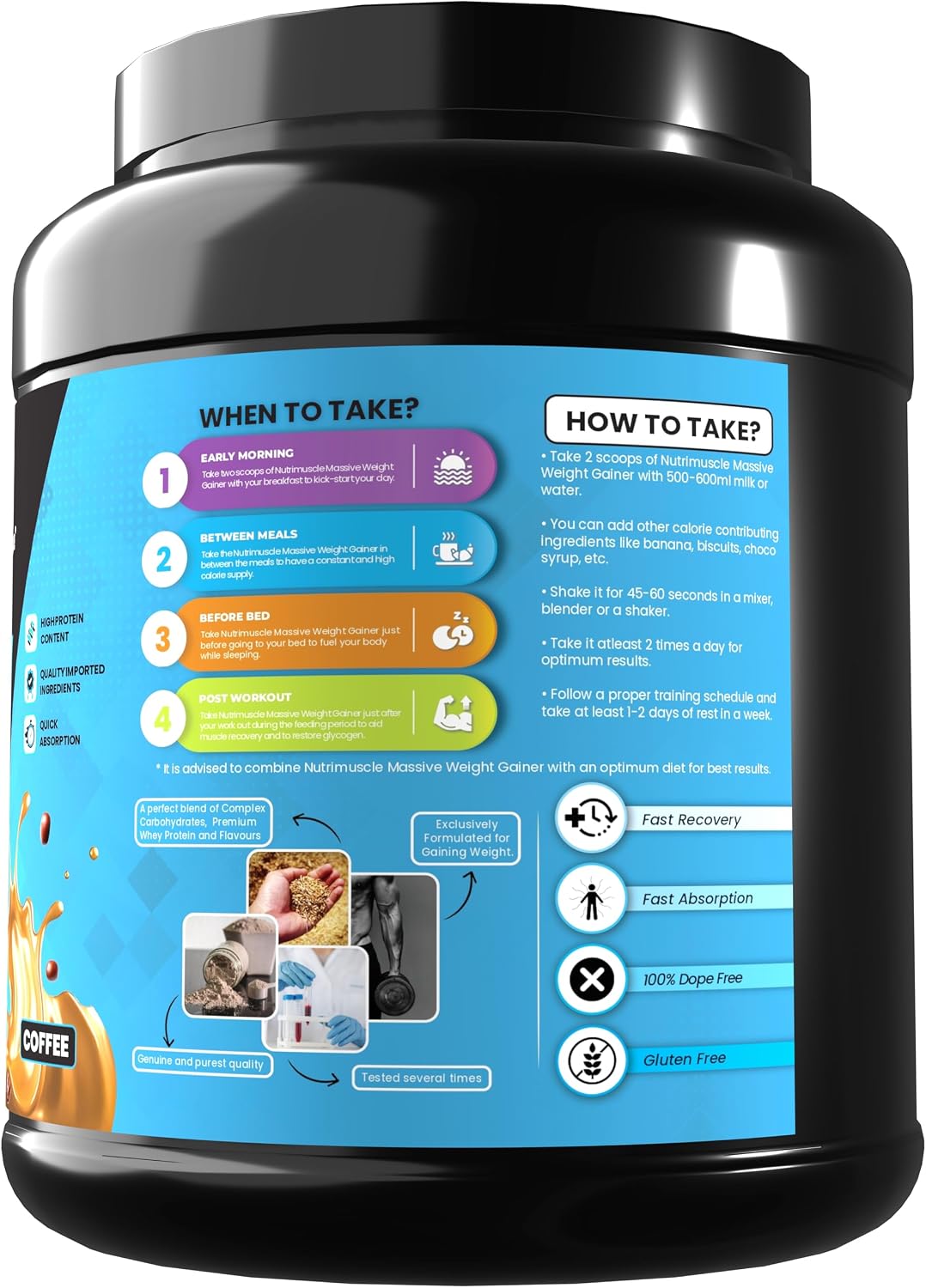 گینر افزایش وزن Nutrimuscle Massive Weight Gainer، 1.134 کیلوگرم، طعم قهوه