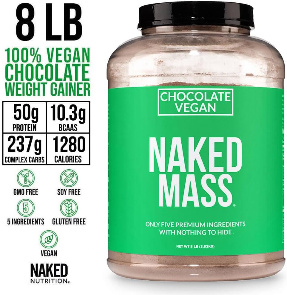گینر وگان افزایش وزن NAKED، 8 پوند، 11 سروینگ، طعم شکلاتی