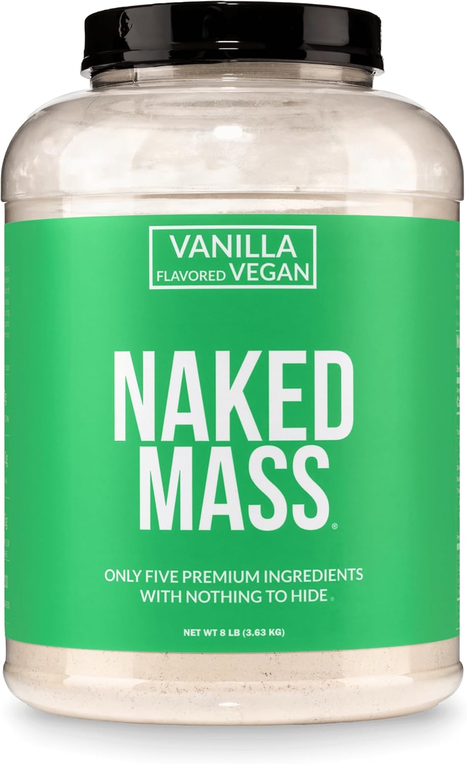 گینر وگان افزایش وزن Naked Mass، 8 پوند، 11 سروینگ، طعم وانیلی