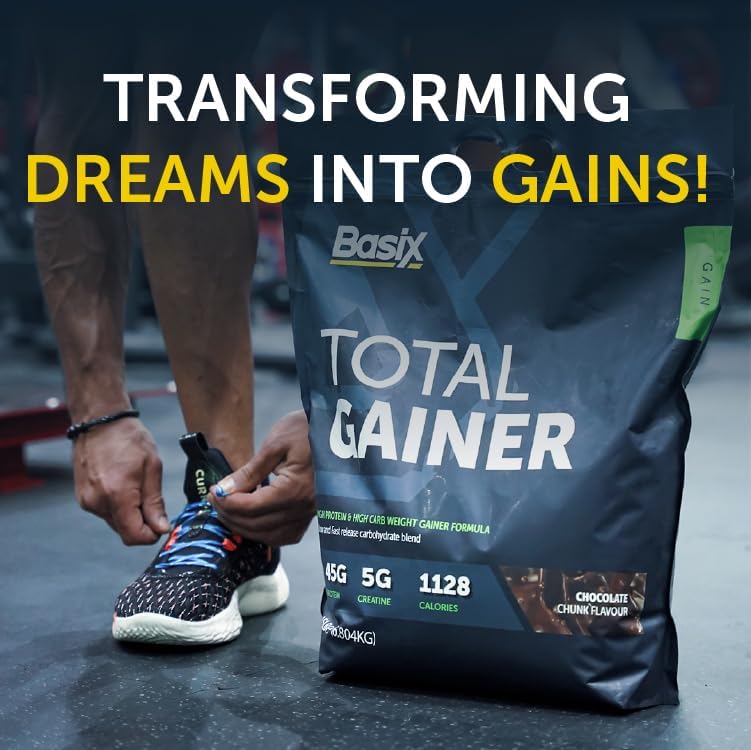 گینر افزایش وزن Basix Total Gainer، 15 پوند، طعم تکه‌های شکلات