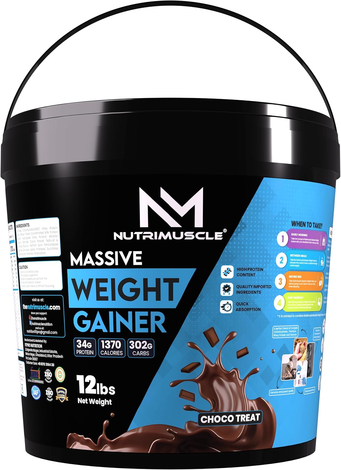 گینر افزایش وزن NUTRIMUSCLE MASSIVE WEIGHT GAINER، 12 پوند