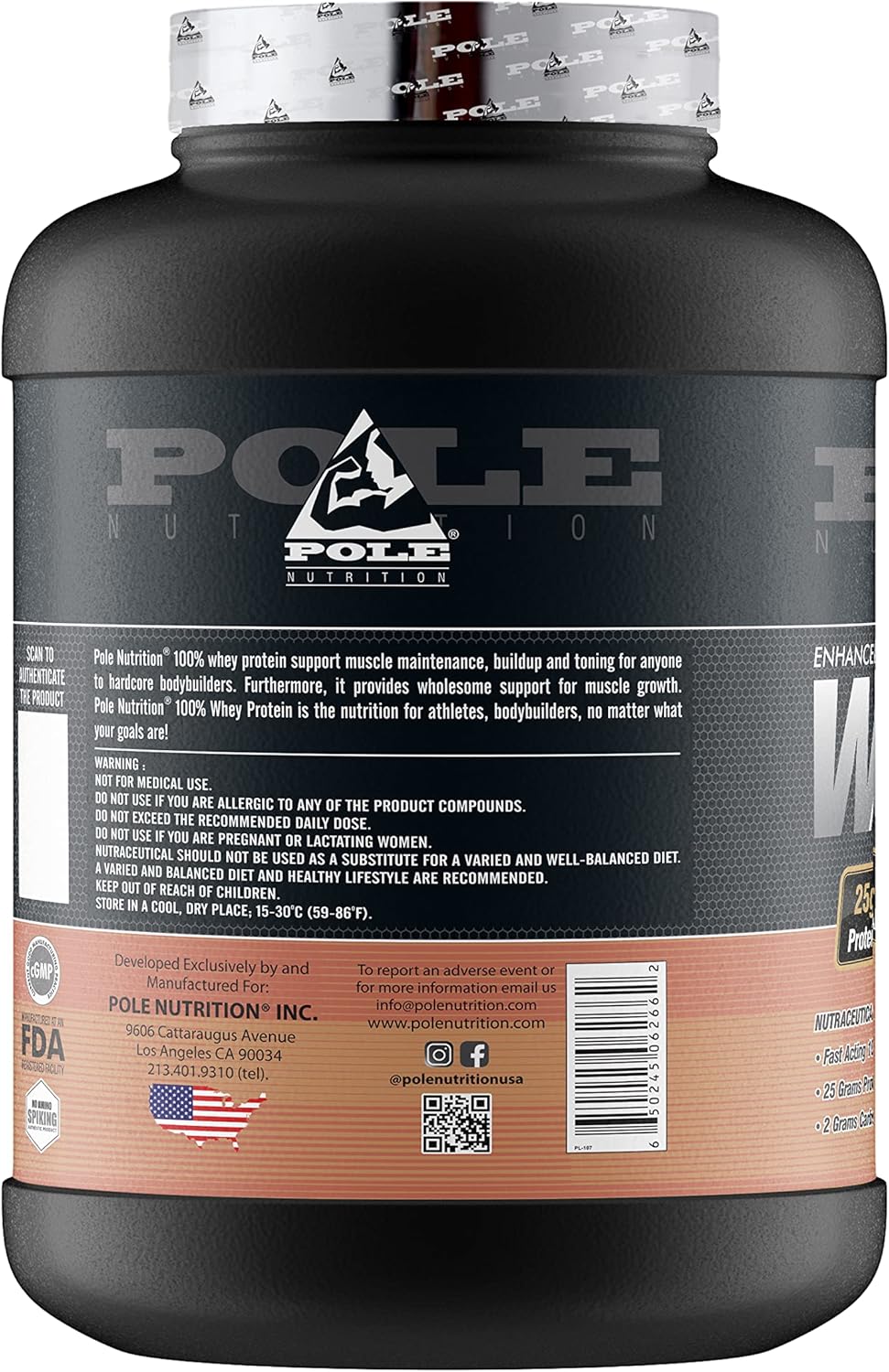 پودر پروتئین وی POLE NUTRITION، 2.27 کیلوگرم، طعم کافه فراپه