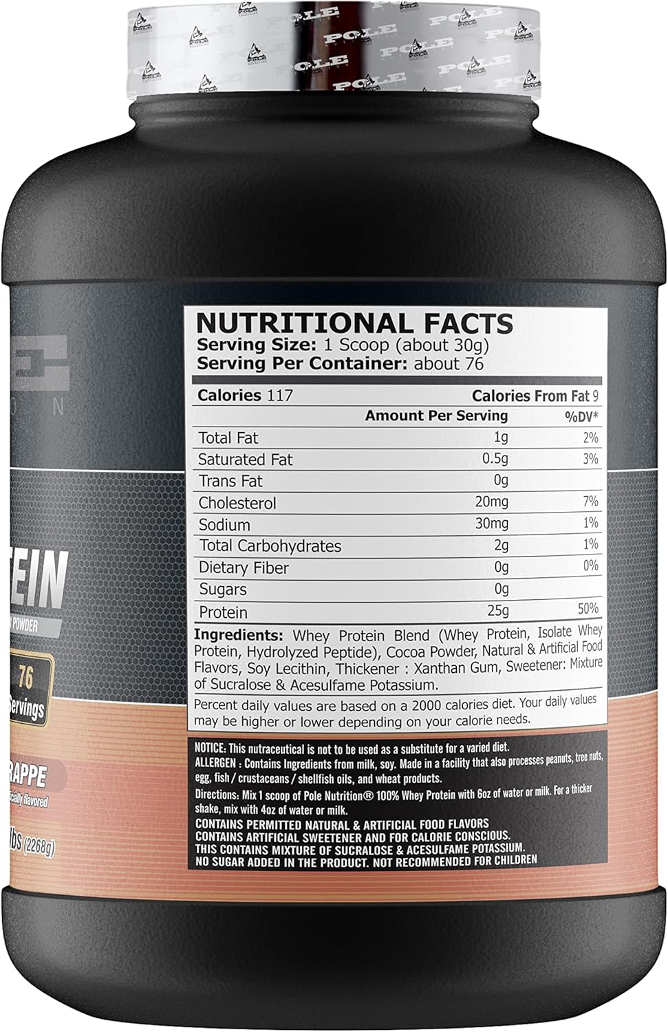 پودر پروتئین وی POLE NUTRITION، 2.27 کیلوگرم، طعم کافه فراپه