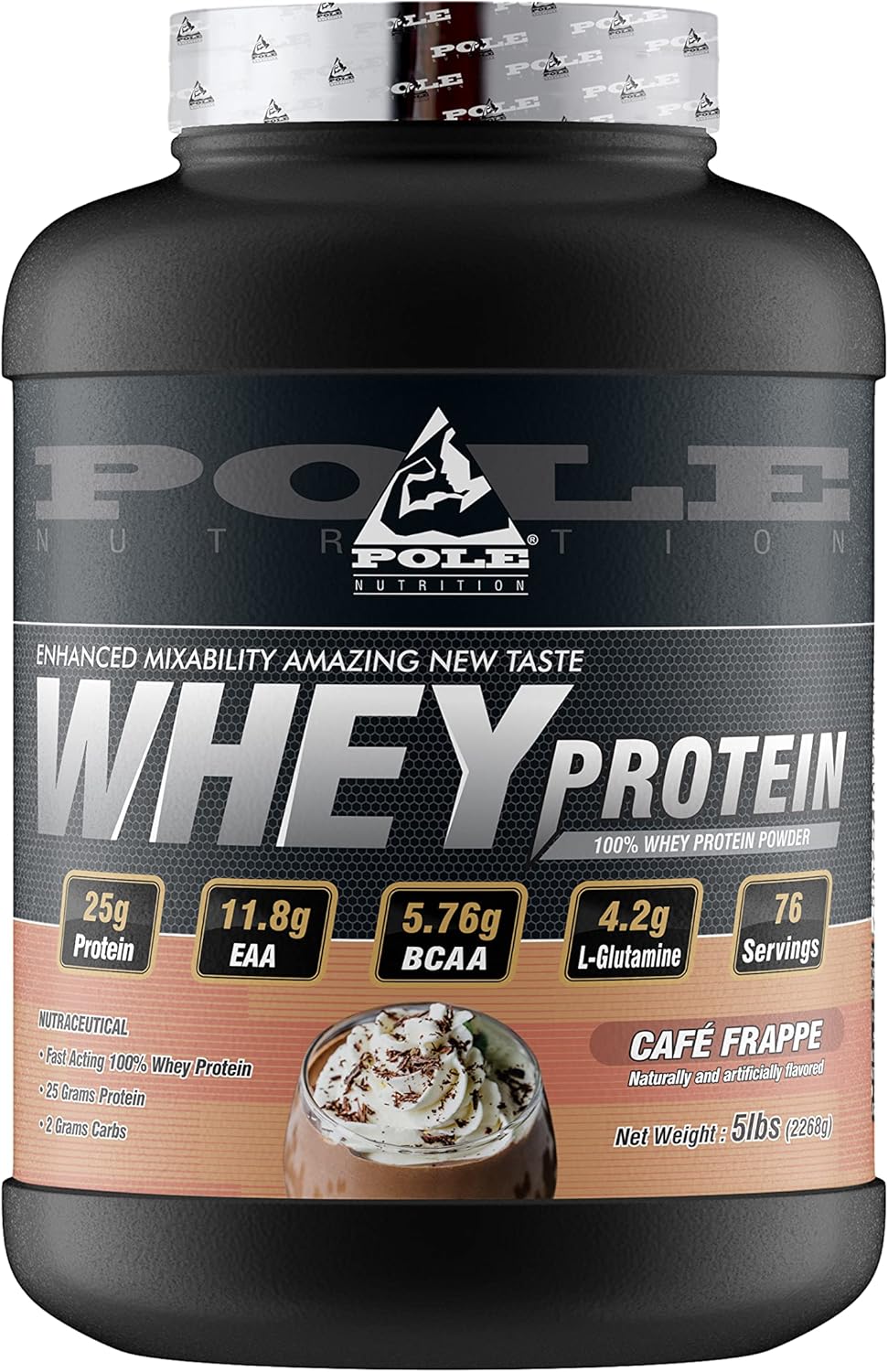پودر پروتئین وی POLE NUTRITION، 2.27 کیلوگرم، طعم کافه فراپه