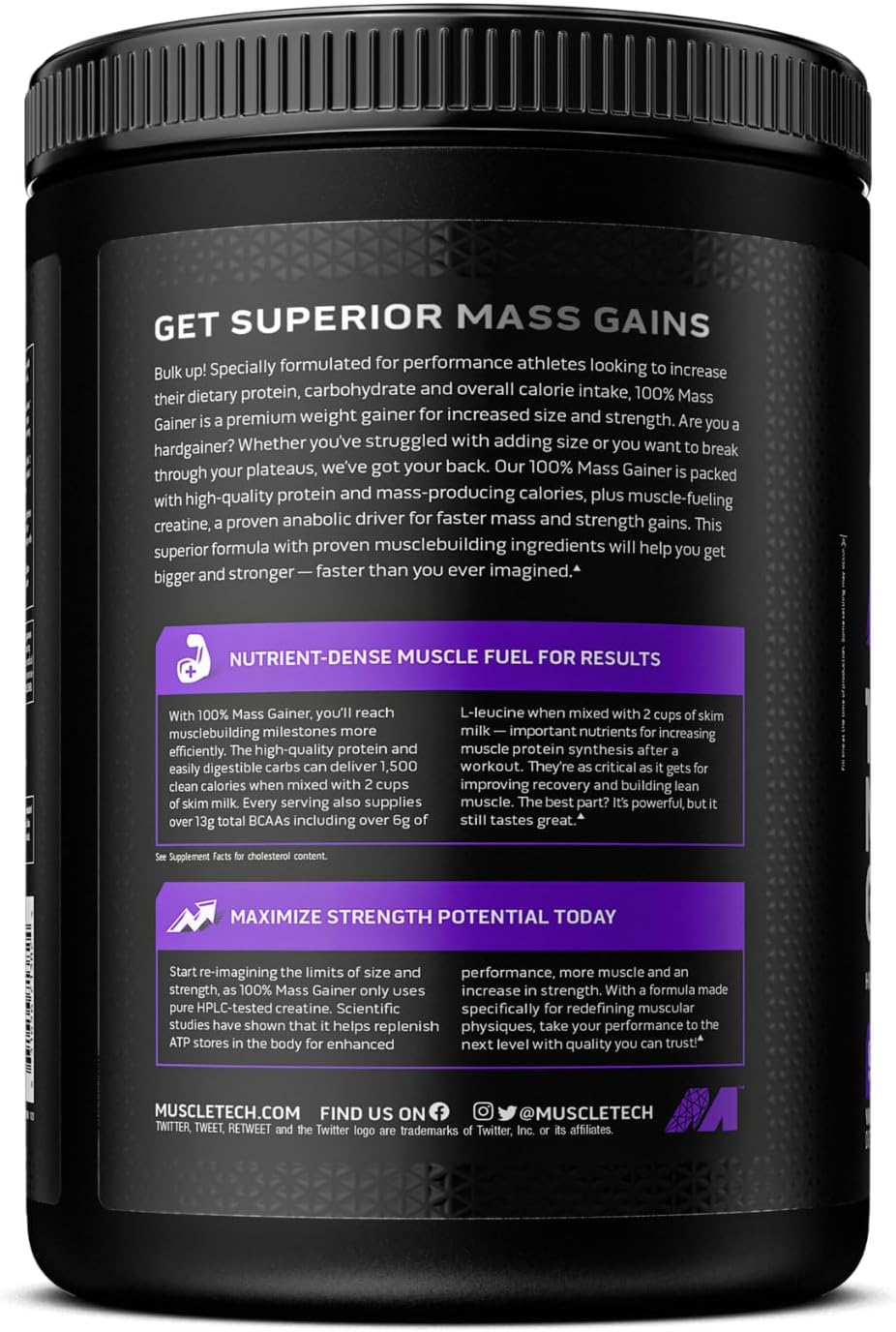 گینر افزایش وزن MuscleTech 100% Mass Gainer، 2330 گرم، طعم میلک‌شیک وانیلی