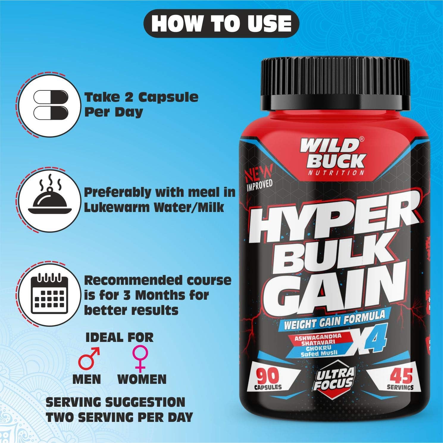 مکمل افزایش اشتها و وزن Wild Buck، 90 کپسول