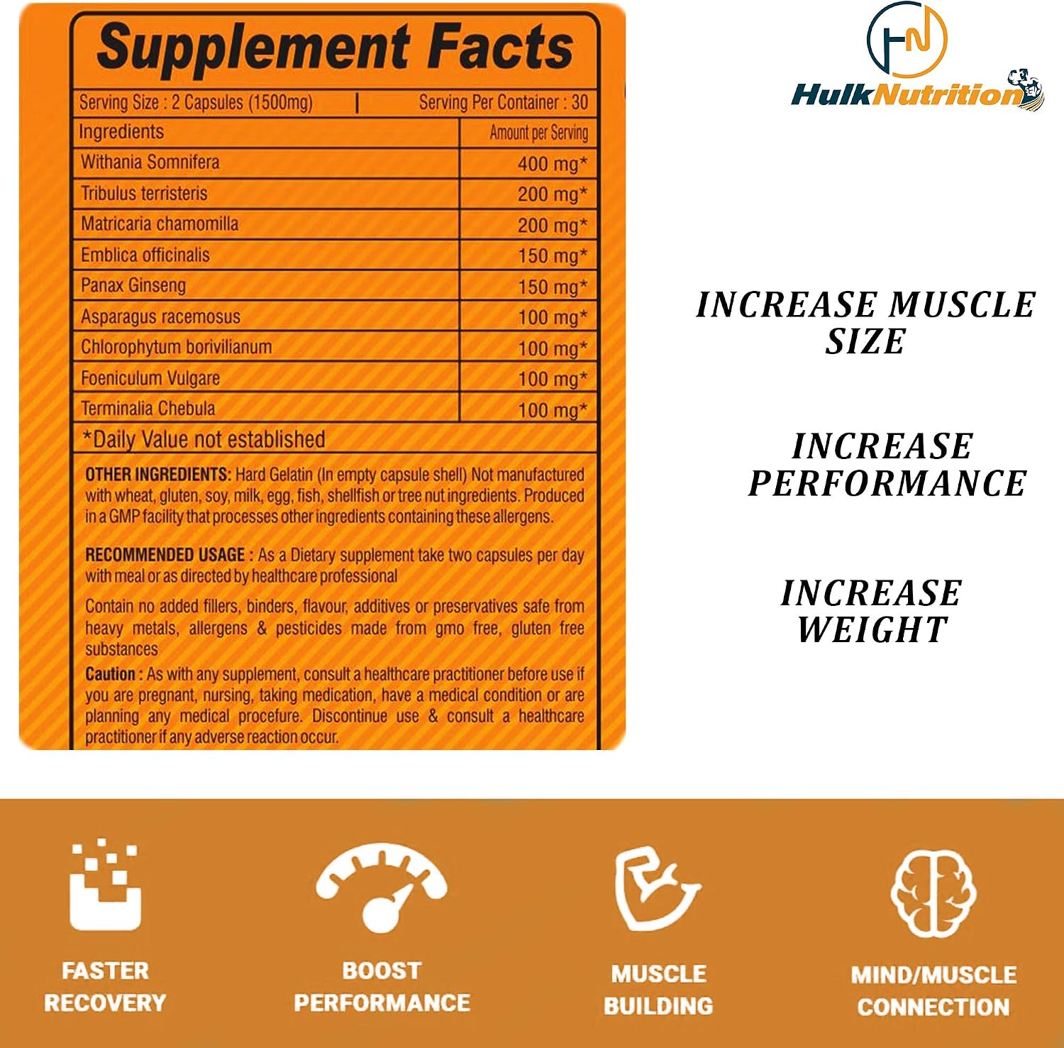 مکمل افزایش اشتها و وزن Hulknutrition، 60 کپسول