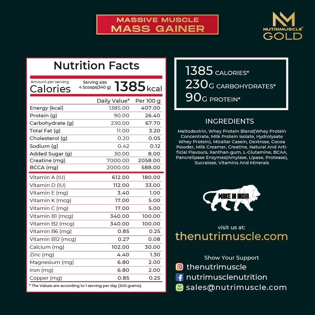 گینر افزایش وزن Nutrimuscle Massive Gold، 7 پوند
