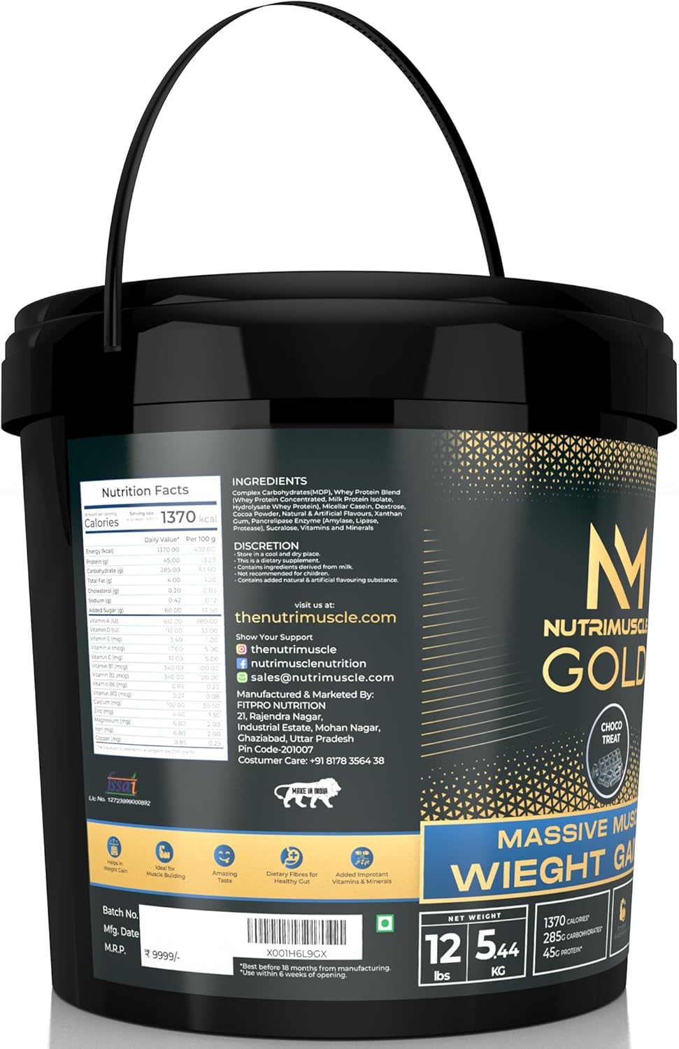 گینر افزایش وزن NUTRIMUSCLE MASSIVE GOLD، 12 پوند
