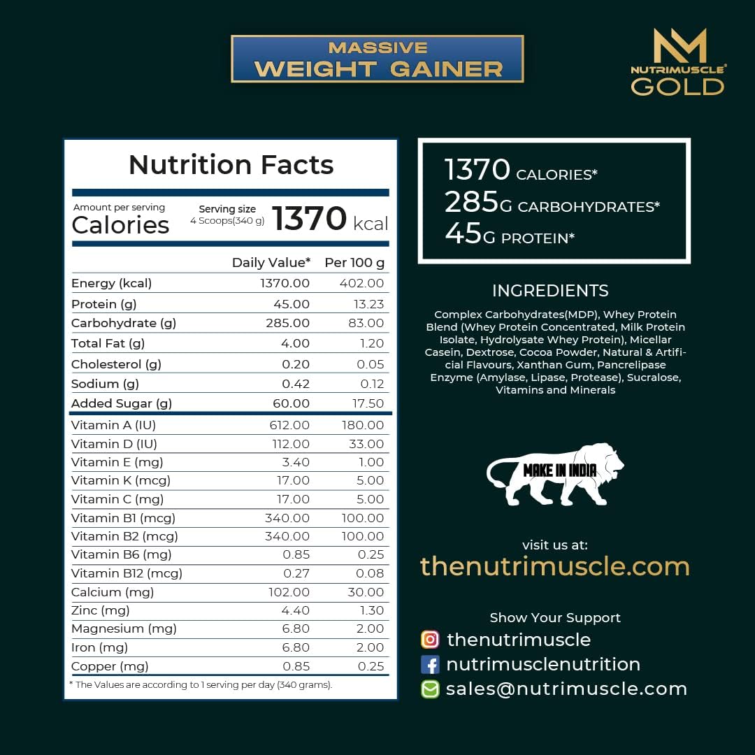 گینر افزایش وزن NUTRIMUSCLE MASSIVE GOLD، 7 پوند