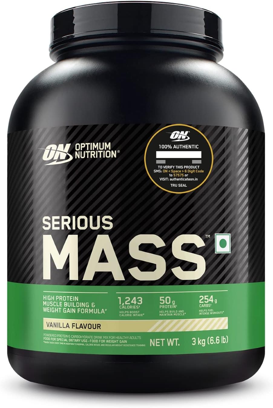 گینر افزایش وزن Optimum Nutrition (ON) Serious Mass، 3 کیلوگرم، طعم وانیلی