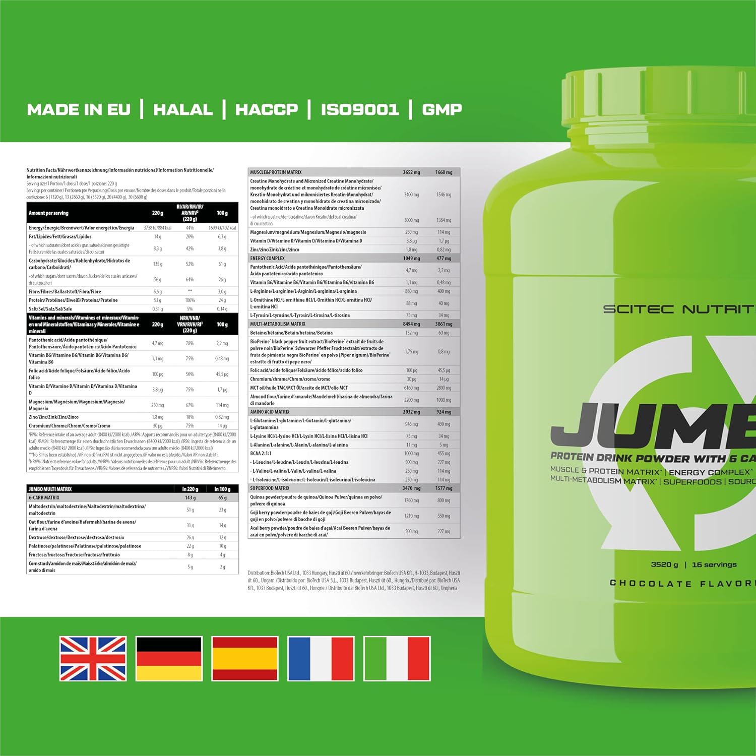 گینر افزایش وزن Scitec Nutrition Jumbo، 3.52 کیلوگرم، طعم شکلاتی