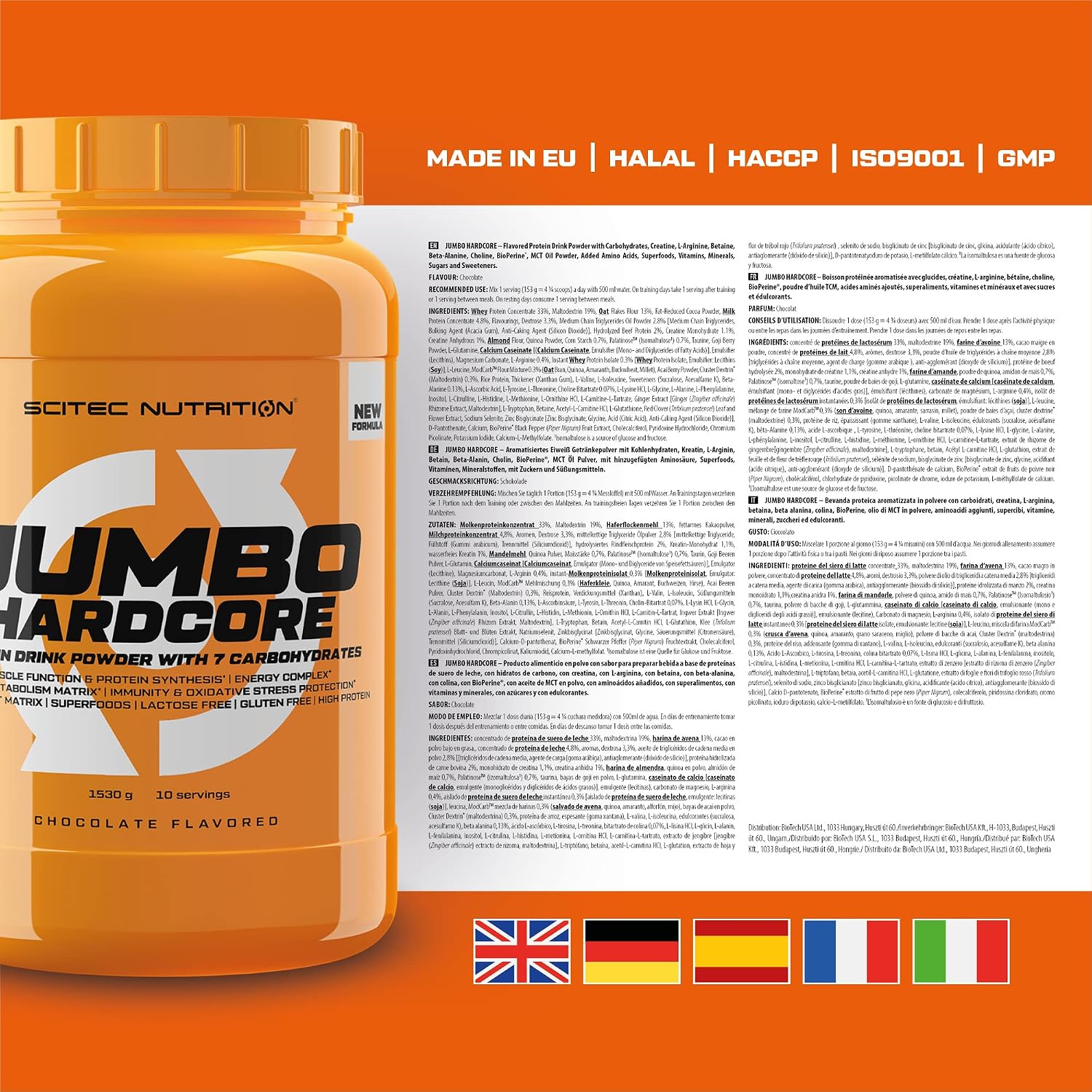 گینر افزایش وزن Scitec Nutrition Jumbo، 1530 گرم، طعم شکلاتی