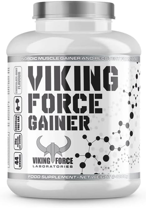 گینر افزایش وزن Viking Force، 36 گرم پروتئین، 4000 گرم، 44 سروینگ، طعم شکلاتی
