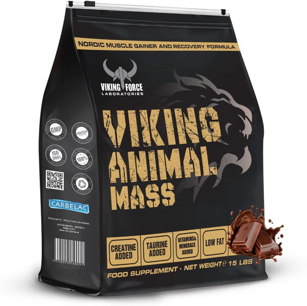 گینر افزایش وزن VIKING FORCE، 6800 گرم، 68 سروینگ، طعم شکلاتی