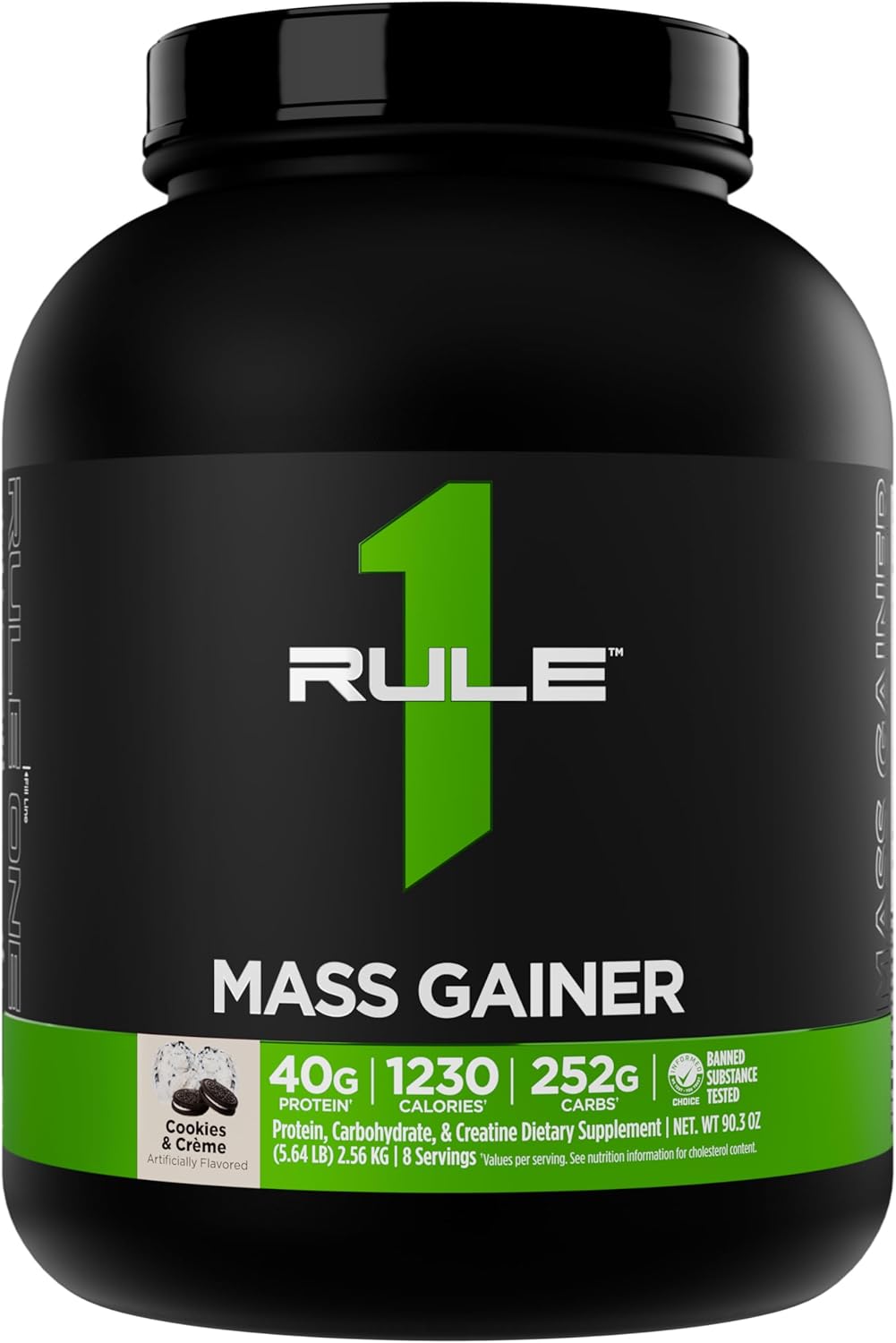گینر افزایش وزن Rule1 R1 Mass، 5.7 پوند، طعم کوکی و کرم